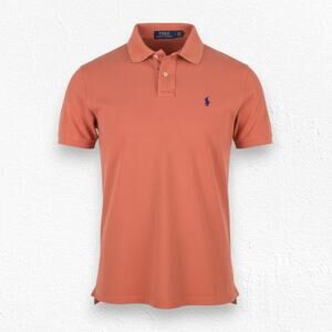 Polo Ralph Lauren Orange Blue Rider Slim Fit Short Sleeve Polo Shirt Size Large